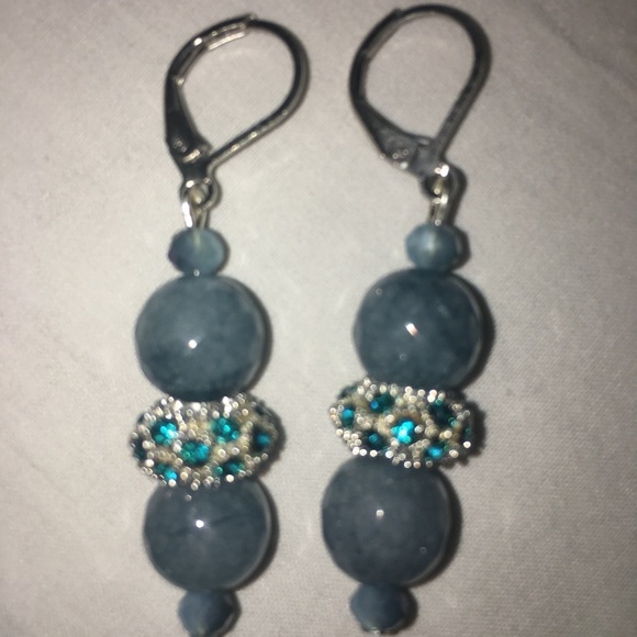 Blue agate gemstone and earring set - Picture 5 of 6